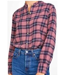 Rails Andie Plaid Button Up Collared Top Size M Rose Indigo Super Soft Flannel